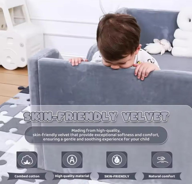 Cozy Homes Velvet Upholstered Toddler Floor Bed - Image 4