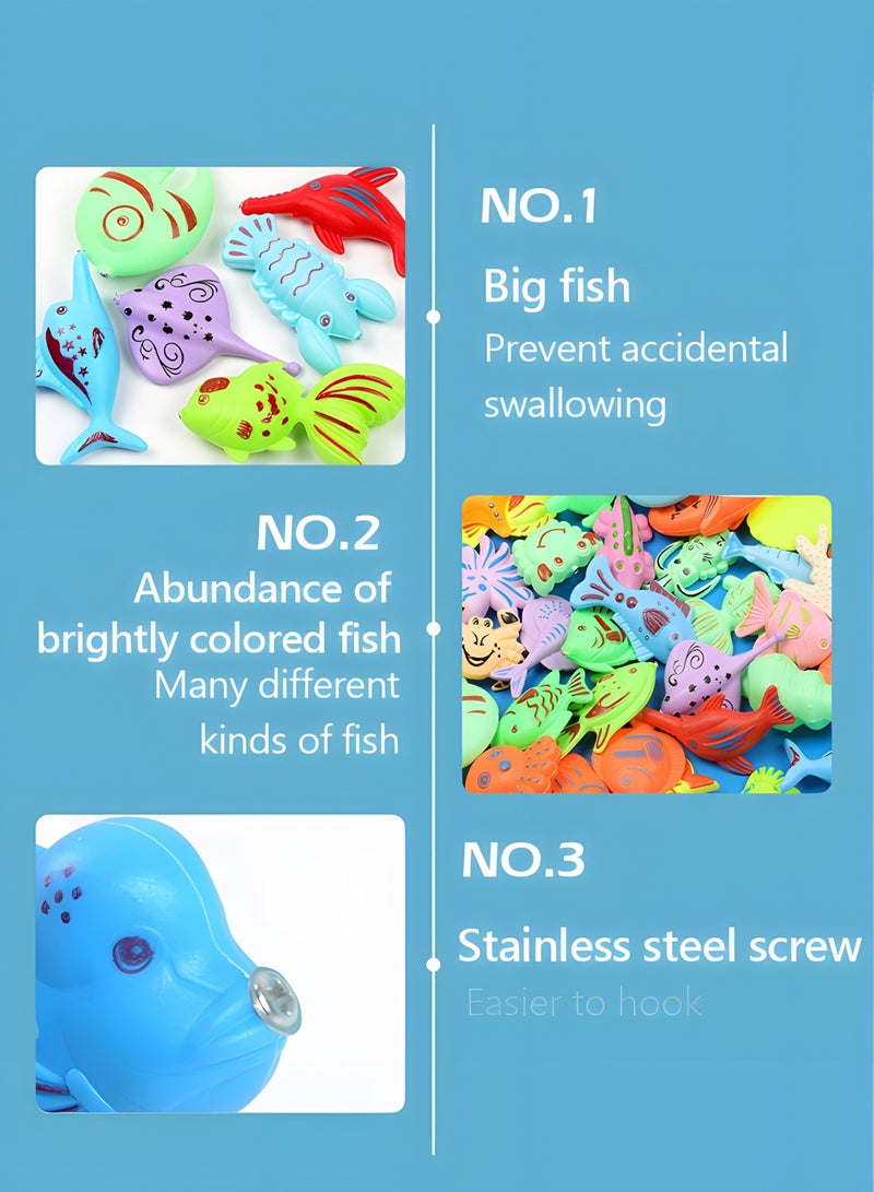 GROIC Magnetic Fishing Toys for Kids,Fishing Game Pool Toys for Kiddie Pool with 2 Fishing Pole and 44 Fishes,Toddlers Pool Toys, Fishing Toy, Outdoor Fishing Bath Toy,Stem Toy  - Image 2