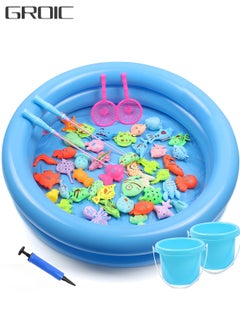 GROIC Magnetic Fishing Toys for Kids,Fishing Game Pool Toys for Kiddie Pool with 2 Fishing Pole and 44 Fishes,Toddlers Pool Toys, Fishing Toy, Outdoor Fishing Bath Toy,Stem Toy  - Image 1