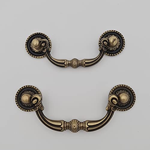 ABVIN Antique Brass Drop Handle Unique Cabinet Pulls Beautiful Drawer Decorative Dresser Drawer Pulls Knobs and Pulls - Antique Finish - 1 Pcs (Zinc, Large) - Image 5