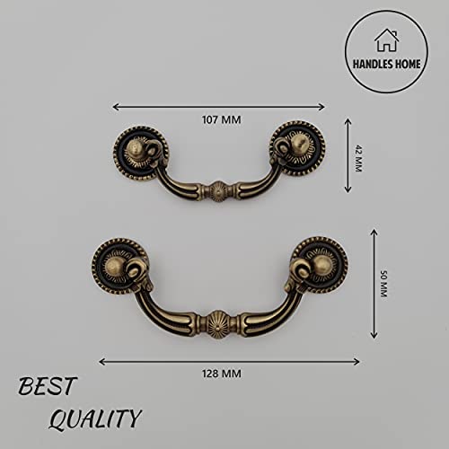ABVIN Antique Brass Drop Handle Unique Cabinet Pulls Beautiful Drawer Decorative Dresser Drawer Pulls Knobs and Pulls - Antique Finish - 1 Pcs (Zinc, Large) - Image 4