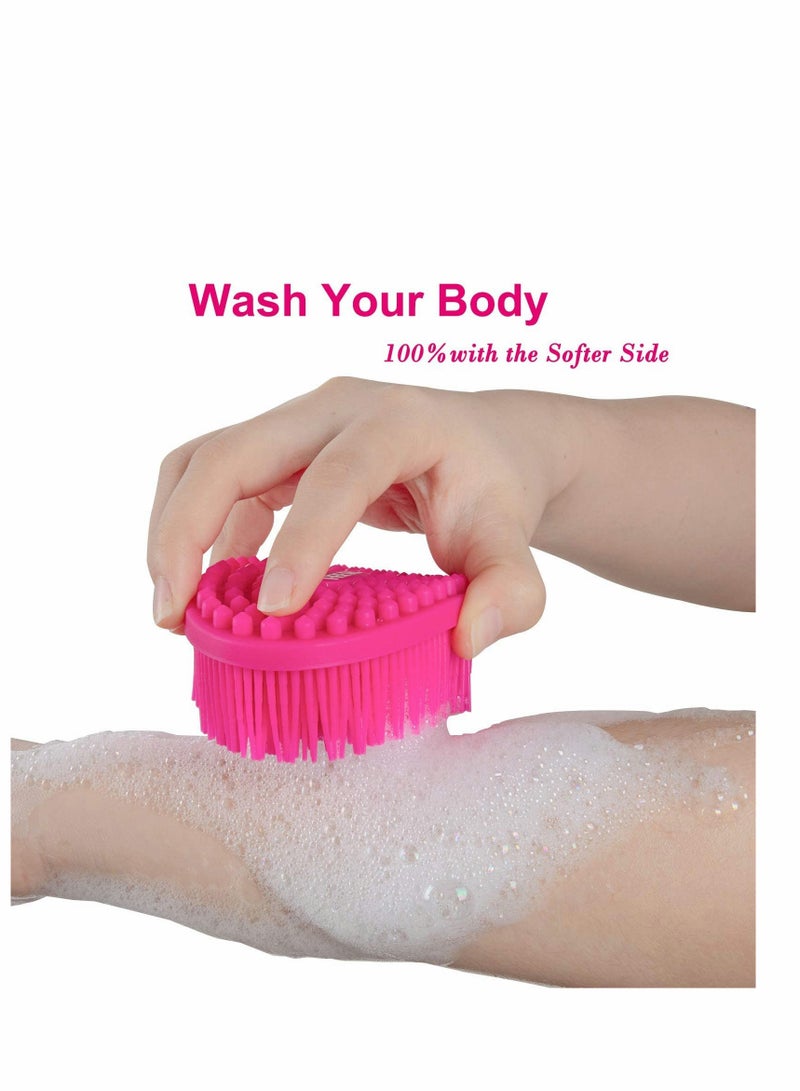 SYOSI 2Pcs Upgrade 2 in 1 Bath and Shampoo Brush Silicone Body Scrubber for Use Shower Exfoliating Premium Loofah Head Scalp Massager Wet Dry Easy to Clean - Image 2