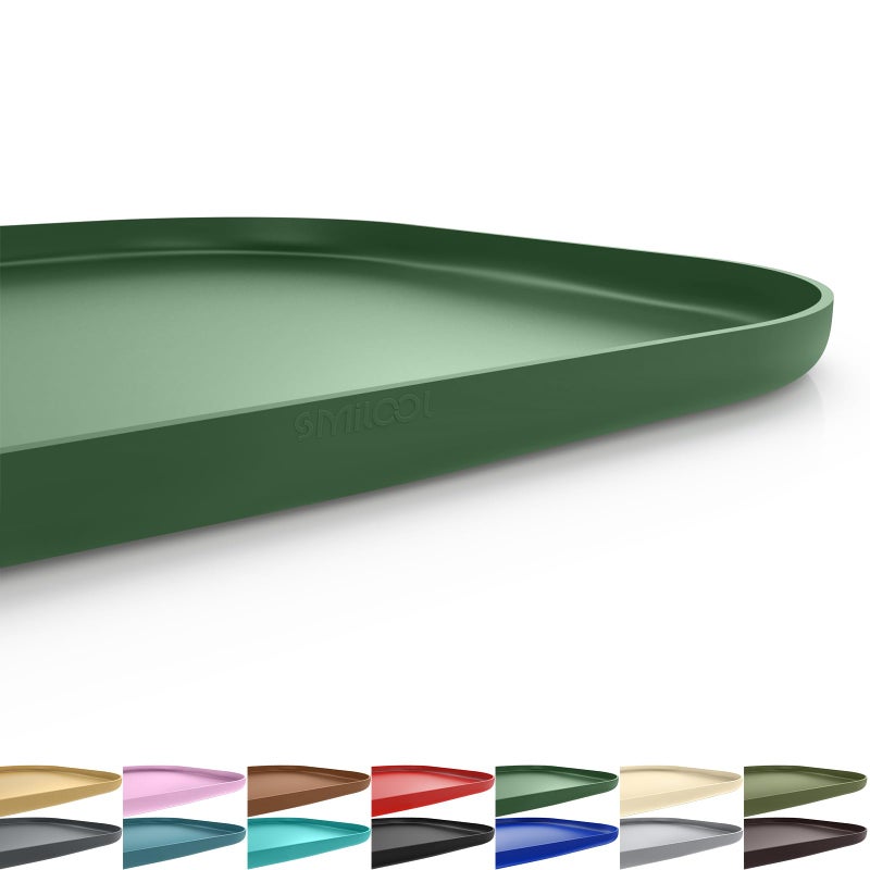 SMILOOL Silicone Pet Feeding Mat with Raised Edge for Food and Water, Dog Bowl Mats, Cat Bowls Placemat with High Lip for Floor Waterproof, Rubber Tray for Cats and Dogs 22 x 14 x0.8 Dark Olive - Image 1