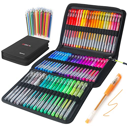 ZSCM QUALITY DECIDES THE FUTURE 120 Pack Glitter Gel Pens Set, ZSCM 60 Colors Pens Include 48 Glitter Pens, 12Classic Pen With 60 Matching Color Refills, Canvas Bag For Adults Coloring Books Drawing Journaling Scrapbook - Image 1