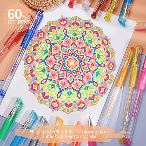 ZSCM QUALITY DECIDES THE FUTURE 120 Pack Glitter Gel Pens Set, ZSCM 60 Colors Pens Include 48 Glitter Pens, 12Classic Pen With 60 Matching Color Refills, Canvas Bag For Adults Coloring Books Drawing Journaling Scrapbook - Image 5