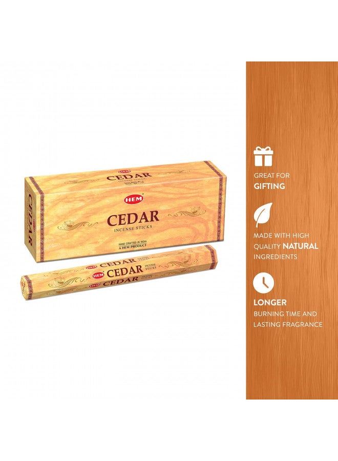 HEM Cedar Incense Sticks Pack Of 120 Count | 100% Natural, Pure House & Flower Powder | Fresh & Long Lasting Fragrance | Aromatherapy Incense For Air Purifier, Stress Relief & Cleansing | Gift Set - Image 2