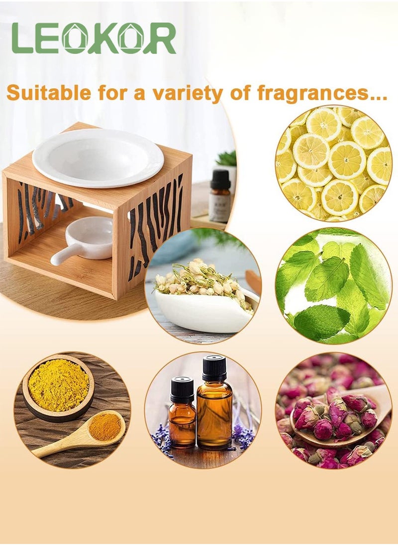 LEOKOR Wood Tea Light Candle Holder, Essential Oil Burner Candle Aroma Diffuser with Candle Spoon, Suitable for Spa Yoga Meditation  - Image 2