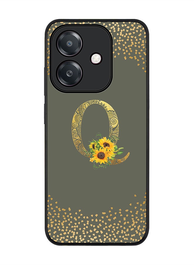 Stylizedd For Oppo A5i Case,Slim fit Camera Protection, Shockproof Thin Phone cover  - Custom Floral Monogram - Q  (Olive Green )