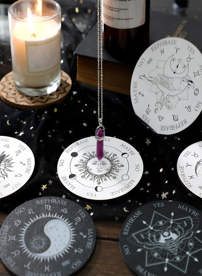 Sureio 13 Pieces Star Pendulum Board Dowsing Divination Set Included Double Sided Wooden Boards with Healing Pendulum Crystal Necklace Witchcraft Wiccan Altar Supplies - Image 4