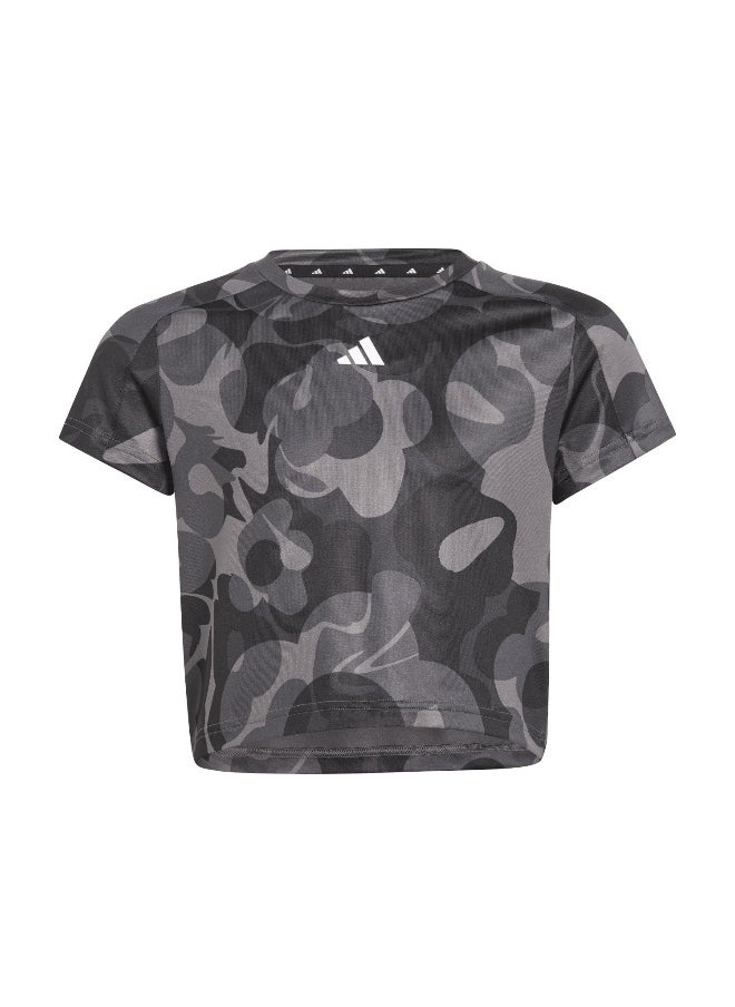 Adidas - adidas Jg Tr-Es Aop T Black Training T-Shirts 5-6Y - Image 1