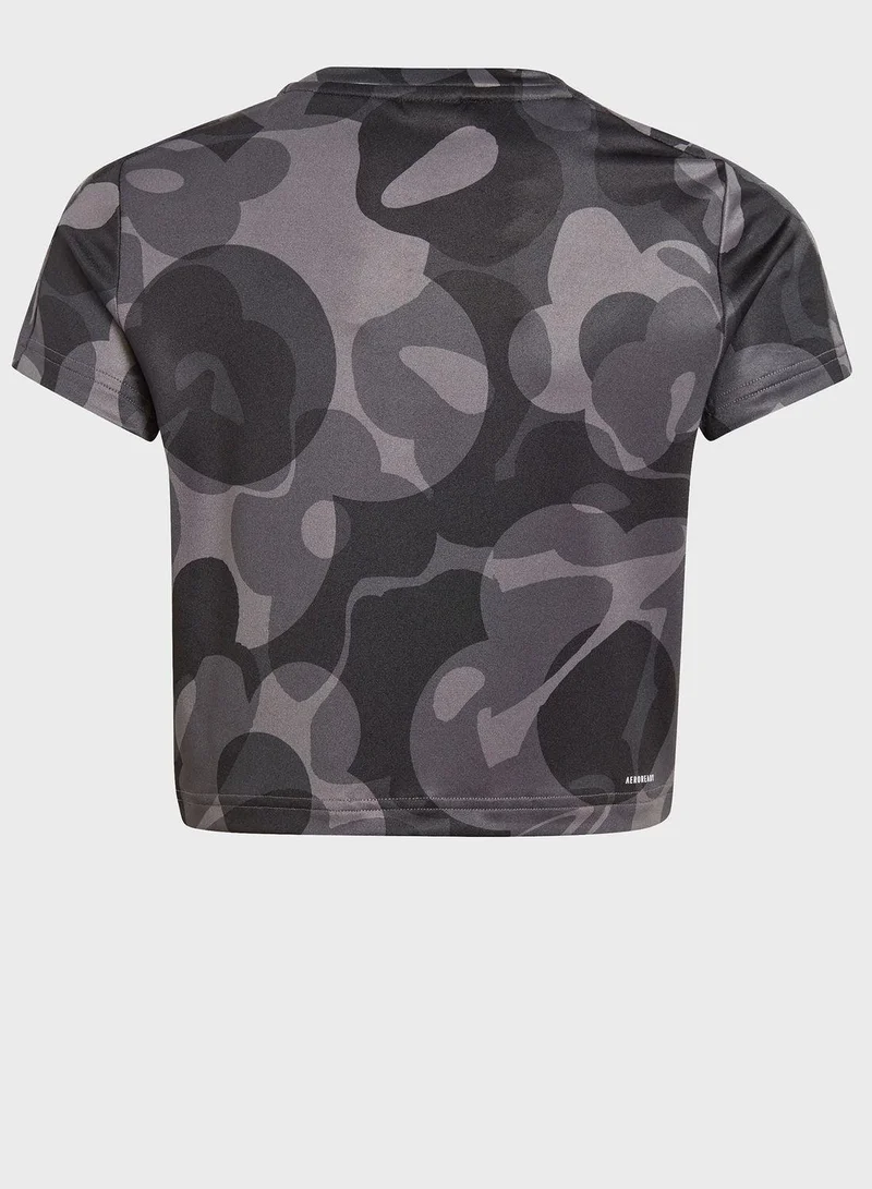 Adidas Jg Tr-Es Aop T Black Training T-Shirts 5-6Y