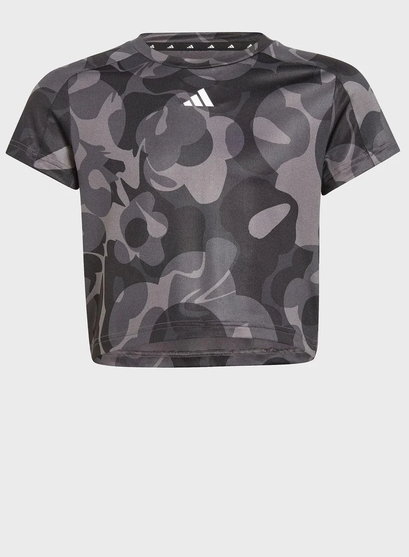 Adidas Jg Tr-Es Aop T Black Training T-Shirts 5-6Y