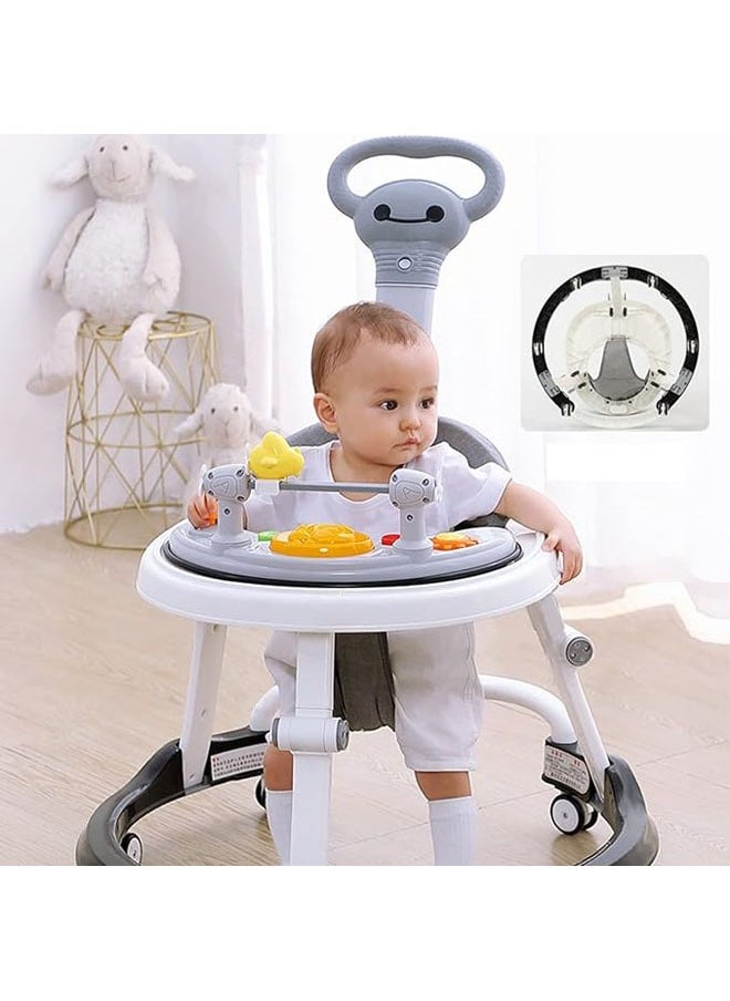 Baby Walker with Removable Footrest Anti Roll and Anti O-Shaped Legs, Foldable, Comfortable for Baby Aged 6-18 Months (Pink)