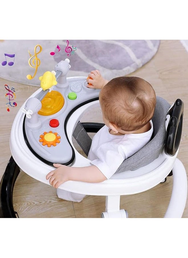 Baby Walker with Removable Footrest Anti Roll and Anti O-Shaped Legs, Foldable, Comfortable for Baby Aged 6-18 Months (Pink)