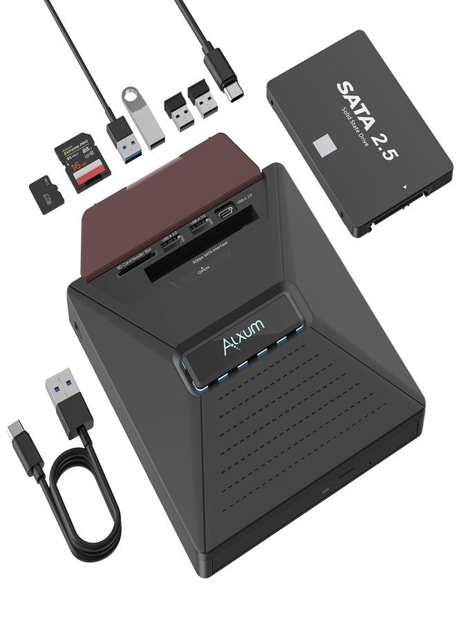 Alxum External DVD CD Drive for Laptop, CD Drive External USB with SATA Interface, DVD Burner External with SD/TF Card Reader and USB Ports, for Laptop, PC, Windows, Linux, Mac OS - Image 1