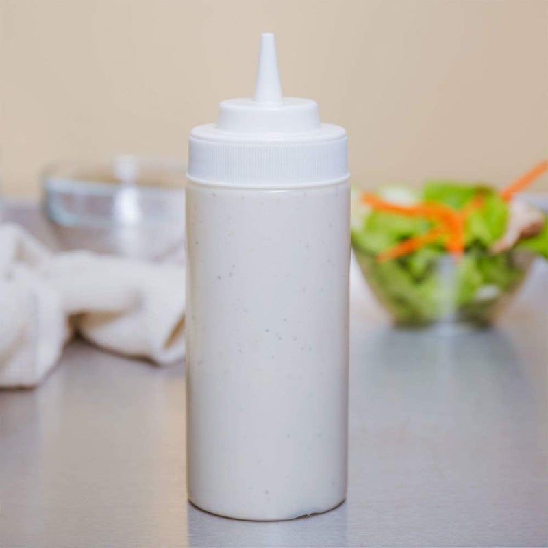 THE RADHA MADHAV Plastic Squeeze Bottles for Ketchup BBQ Sauce Syrup Condiments Mustard Mayo Hot Sauce Olive Oil Dressing Clear Pack of 6 Pieces