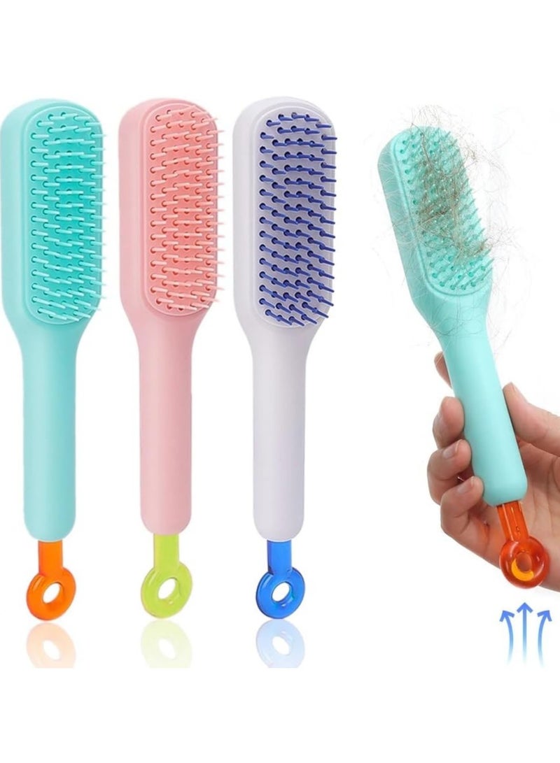 Self Cleaning Hair Brush Anti-static Massage Comb Retractable Hair Comb Self Cleaning Brush Lifting Telescopic Comb Multicolor - Image 2