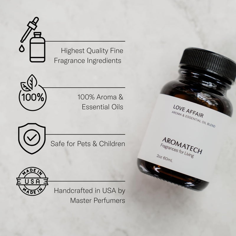 AromaTech Love Affair Aroma Essential Oil Blend: Luxury Hotel Inspired Aromatherapy with Jasmine, Saffron, Cedar & Amber for Ultrasonic Diffusers & Nebulizers - 16 fl oz, 500 mL - Image 3