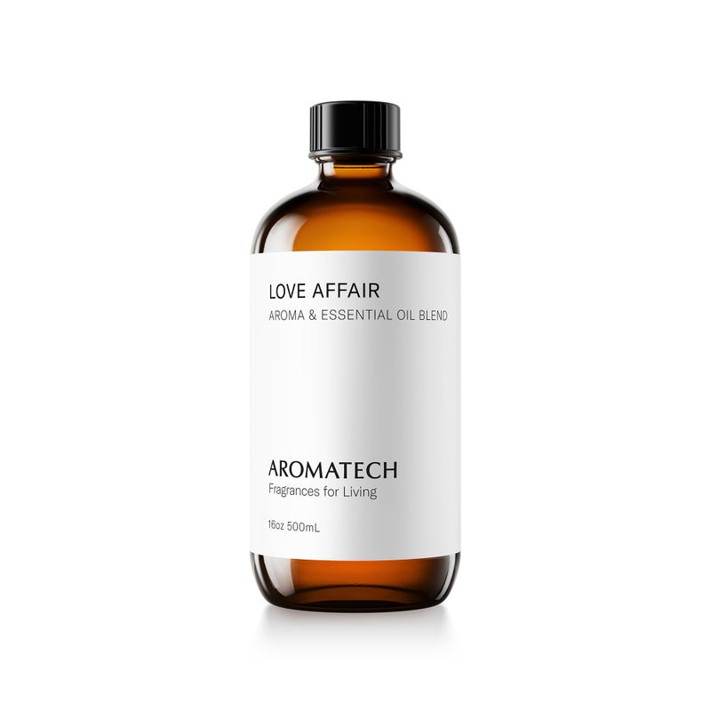 AromaTech Love Affair Aroma Essential Oil Blend: Luxury Hotel Inspired Aromatherapy with Jasmine, Saffron, Cedar & Amber for Ultrasonic Diffusers & Nebulizers - 16 fl oz, 500 mL - Image 1