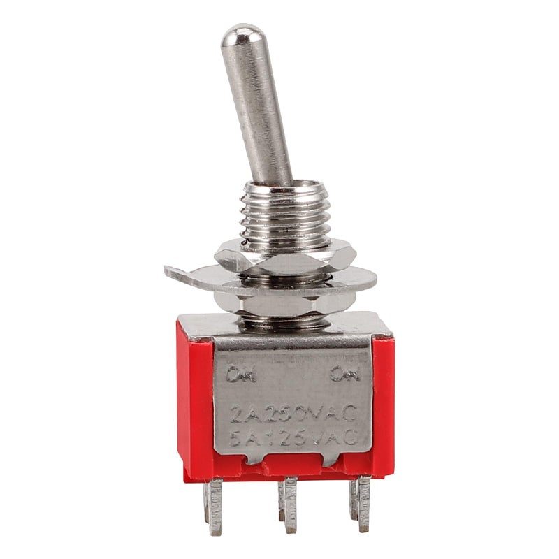 2 Position 6 Pin Mini Toggle Switch Red Actuator For Automotive Marine Electronics - Image 2