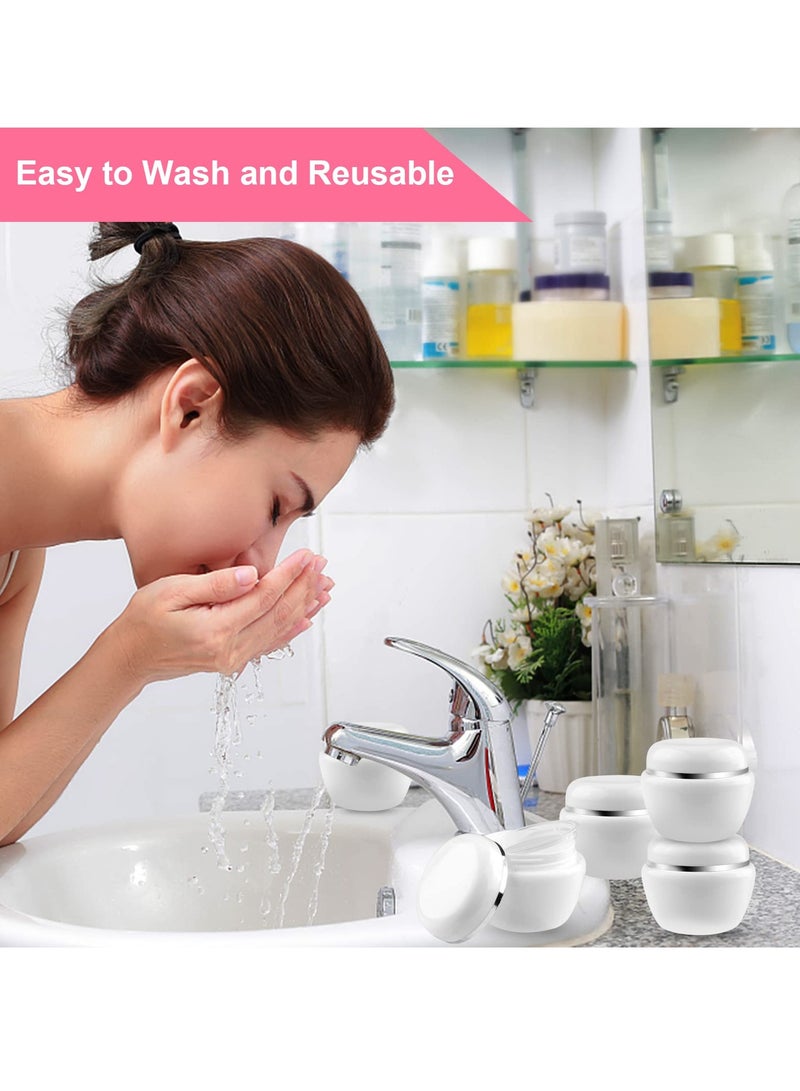 SYOSI Cosmetic Sample Jars, Refillable 50ml/50g White Plastic Refillable Travel Pot Containers with Silver Dome Lids and Inner Liners for Makeup Creams Beauty Nails Jewelry 8Pcs - Image 4