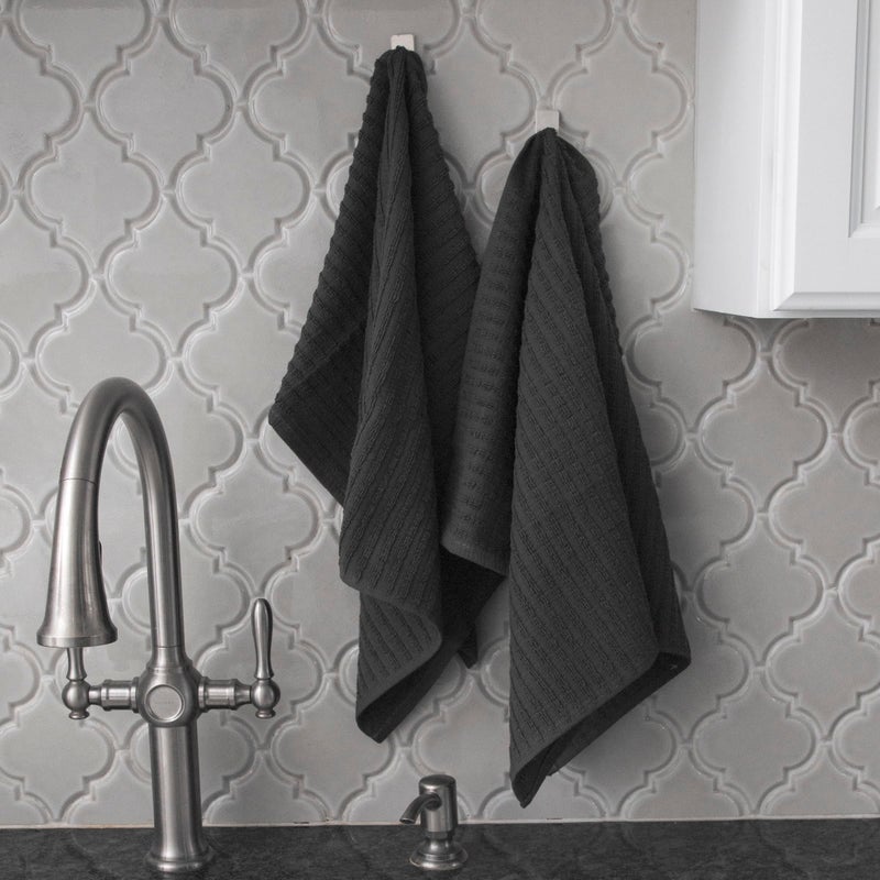 Ritz Royale Collection 100% Combed Terry Cotton, Highly Absorbent, Oversized Kitchen Towel Set, 28" x 18", 2-Pack, Solid, Graphite - Image 5