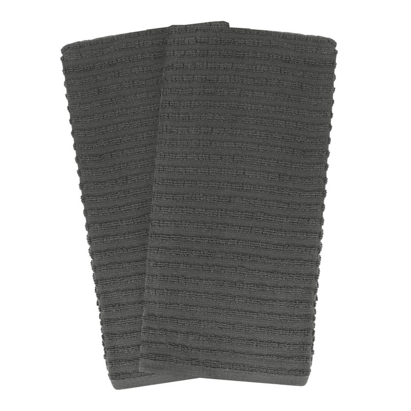 Ritz Royale Collection 100% Combed Terry Cotton, Highly Absorbent, Oversized Kitchen Towel Set, 28" x 18", 2-Pack, Solid, Graphite - Image 2