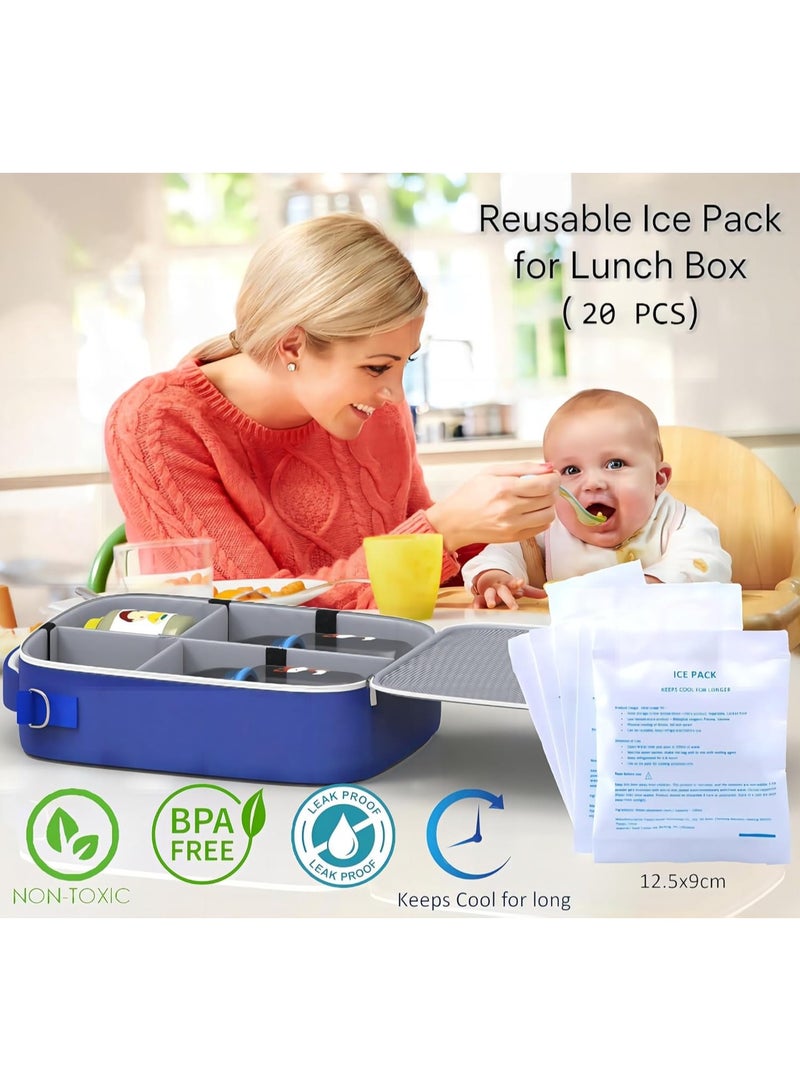 Ice Reusable Ice Pack (20PCS/PACK) for Lunch Box Travel Cool Box Camping - Suitable for Cooler bags Lunch Boxes Bottles Cans Picnics, Keeps Food Fresh & Cool  - Image 5