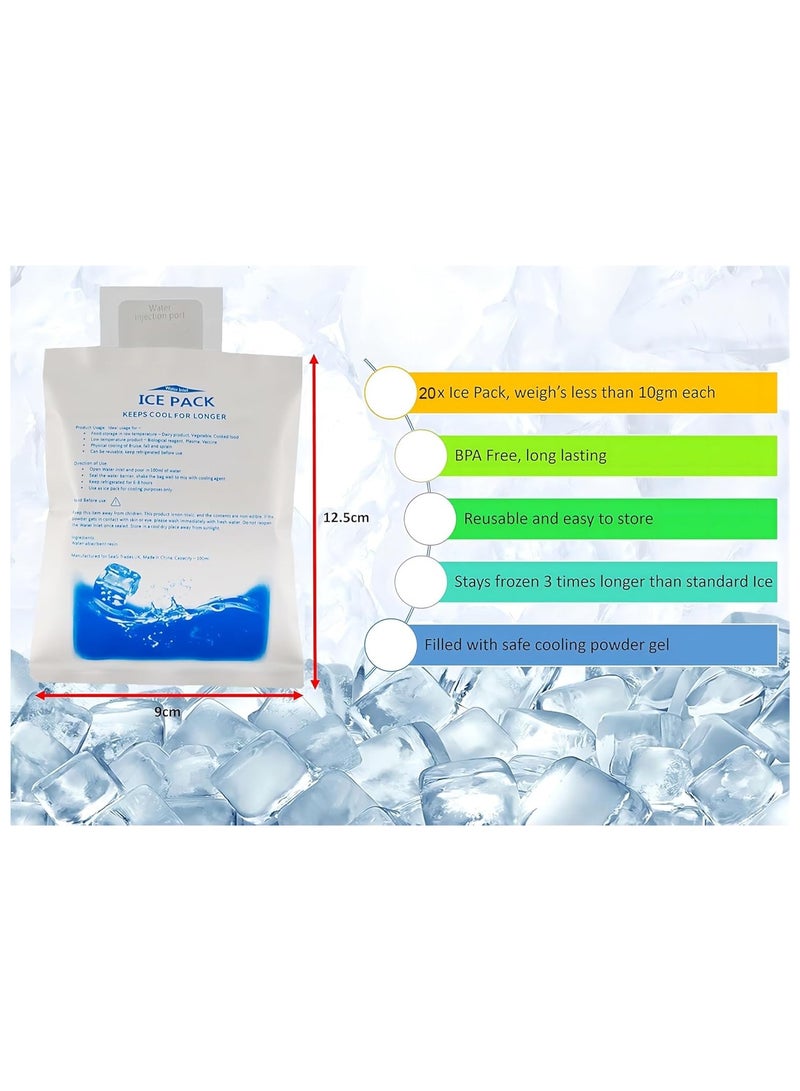 Ice Reusable Ice Pack (20PCS/PACK) for Lunch Box Travel Cool Box Camping - Suitable for Cooler bags Lunch Boxes Bottles Cans Picnics, Keeps Food Fresh & Cool  - Image 4