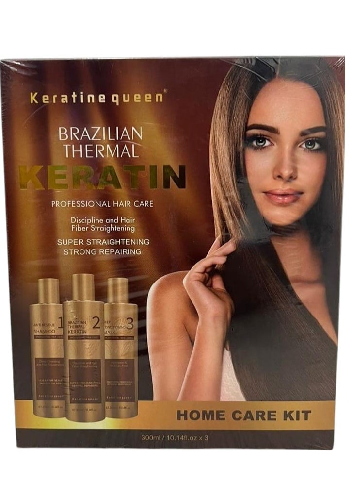 Keratine queen - Set Of Three Pieces Shampoo And Keratin And Mask Brazilian Thermal Keratine - Image 1
