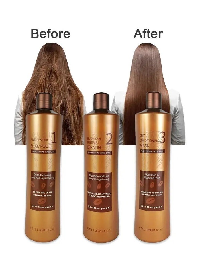 Keratine queen - Set Of Three Pieces Shampoo And Keratin And Mask Brazilian Thermal Keratine - Image 1
