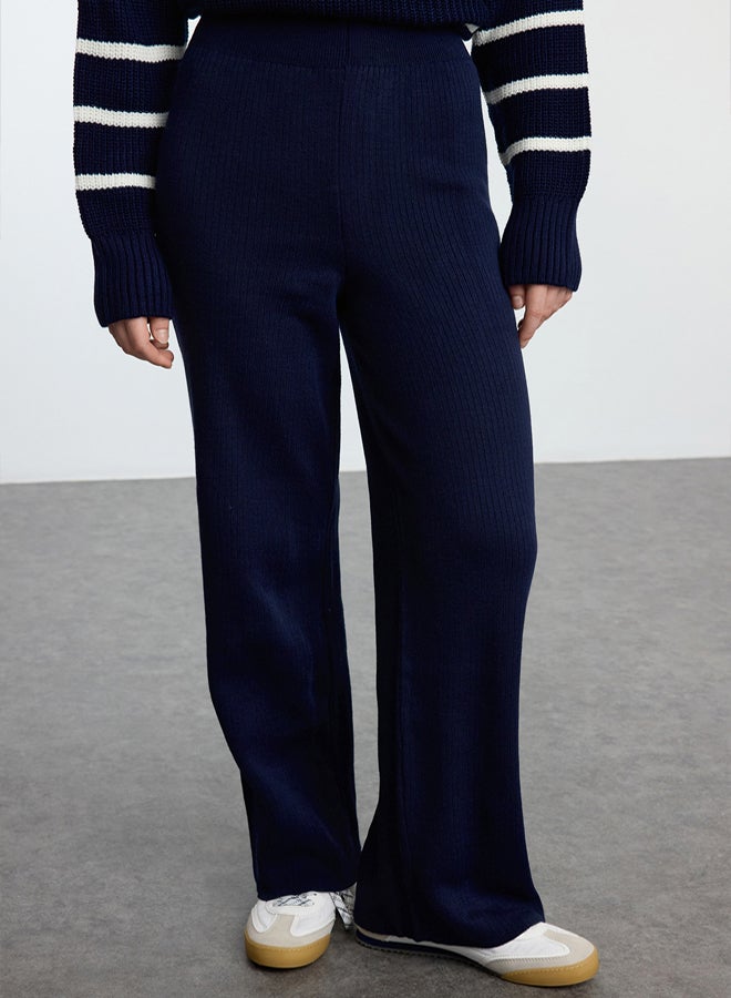 trendyol Navy Blue Zipper Detailed Selanik Striped Knitwear Top-Bottom Set TCTAW24US00058 - Image 4