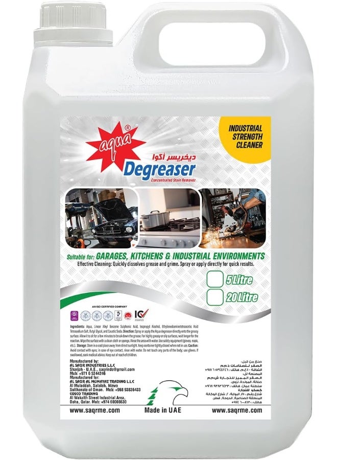 Aqua Degreaser â€“ Heavy-Duty Industrial Strength Cleaner | Eco-Friendly, Non-Toxic Formula | Cuts Through Grease, Oil & Grime | Multi-Surface Use | 5 Litres for Home & Commercial Cleaning - Image 1