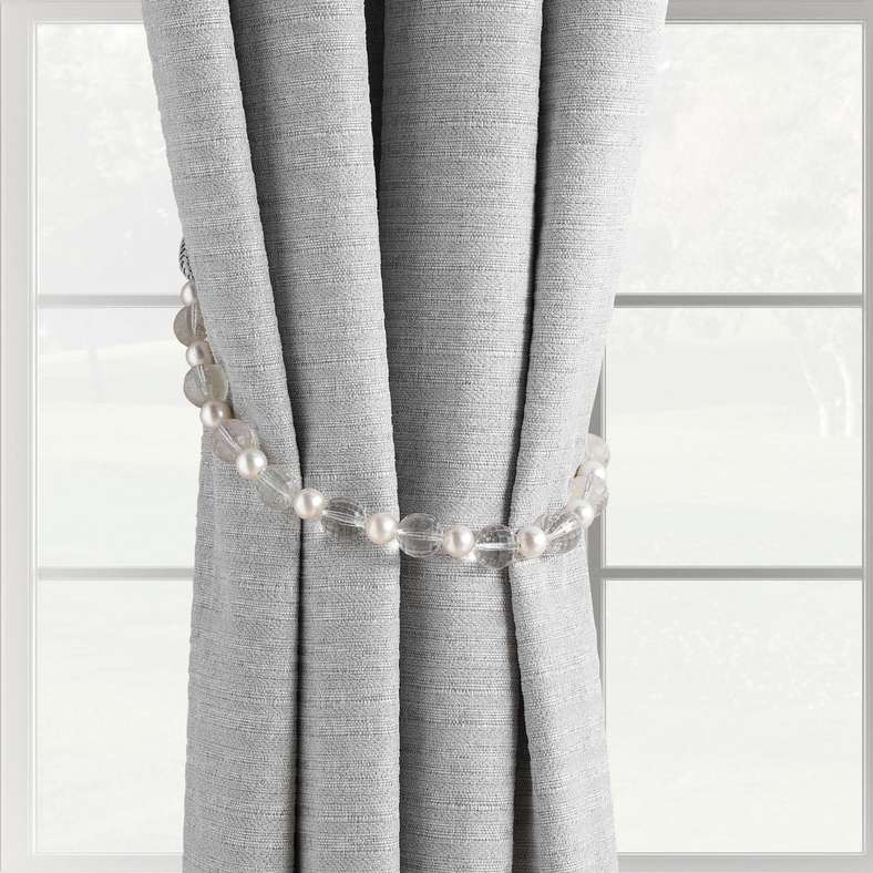 Pan Home Dazzle pearl Tieback 72cm- Silver