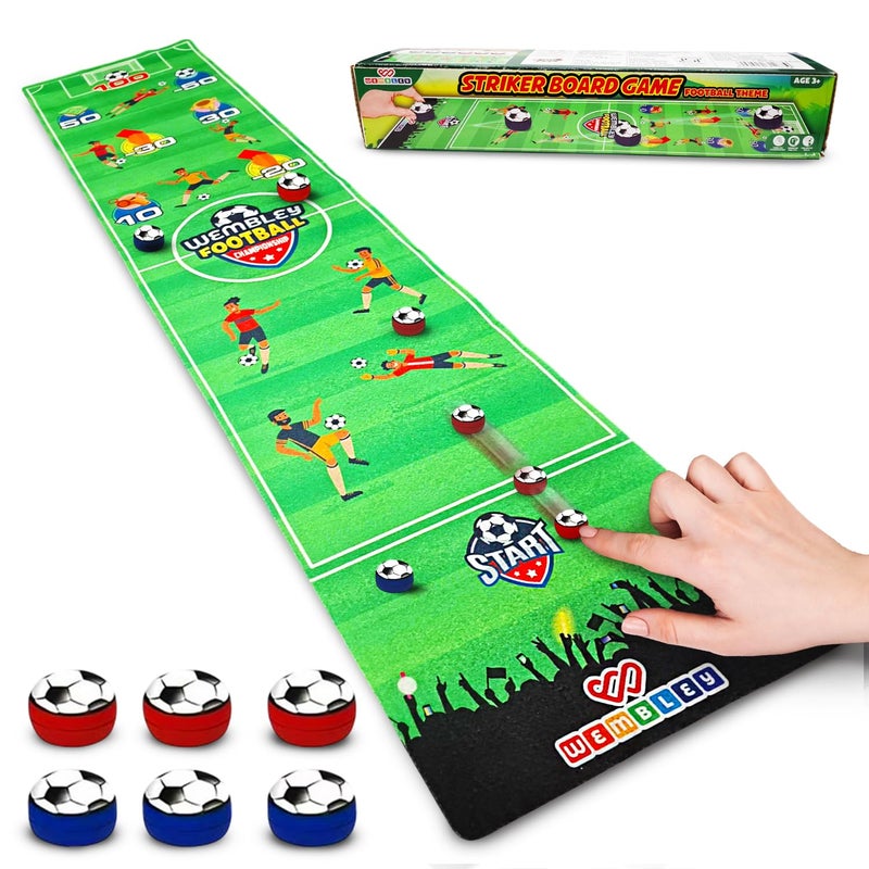 Wembley Striker Board Games Toys for 4+ Year Boy| Flick & Score Kids Activity Engaging Travel Friendly Foldable Mat Indoor Game| Gift Toys for Boys 7-14 Years with 6 Coin Balls - Image 1