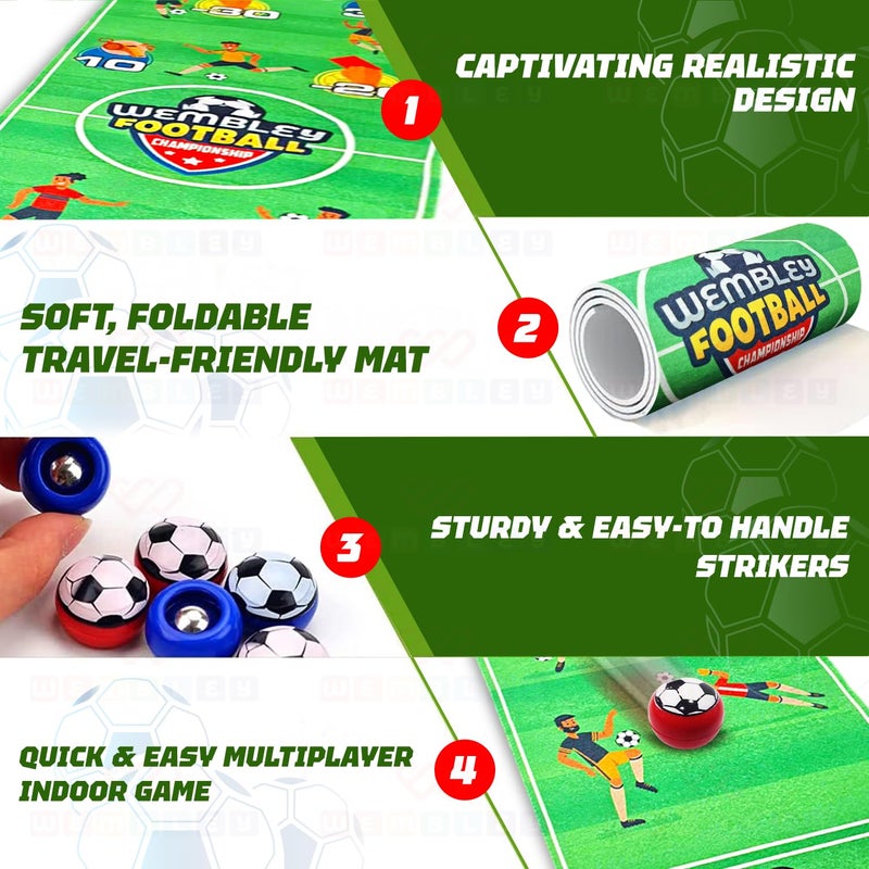 Wembley Striker Board Games Toys for 4+ Year Boy| Flick & Score Kids Activity Engaging Travel Friendly Foldable Mat Indoor Game| Gift Toys for Boys 7-14 Years with 6 Coin Balls - Image 3