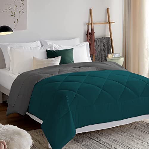 EDMUND- Microfiber Duvet 600 Gsm Heavy Winter Reversible Comforter For Single Bed Comforter (90" X 60") Inches- Winter 600 Gsm Comforter | Teal & Dark Grey, 300 TC - Image 4