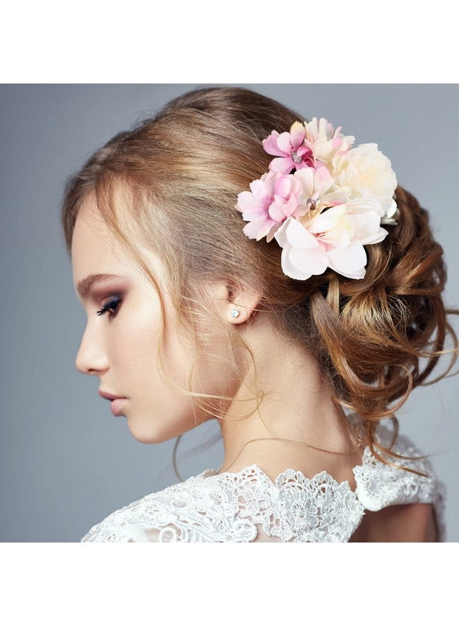 BBTO 21 Pieces Flower Hair Clip Rose Hair Clips Hair Barrettes for Women Flower Hair Accessories Boho Bride Claw Clip Hairpin Brooch Pin Headpiece for Wedding(Pink, White) - Image 2