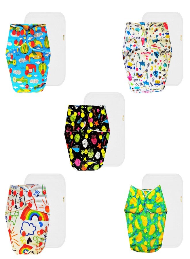 حفاضات دمبلدو القماشية الممتازة مع حشوة قطنية (عبوة من 5) | شعور بالجفاف والراحة | تهوية جيدة | سريع الجفاف | تغيير حفاضات بدون قلق | من 3 أشهر إلى 3 سنوات | للجنسين - Image 1