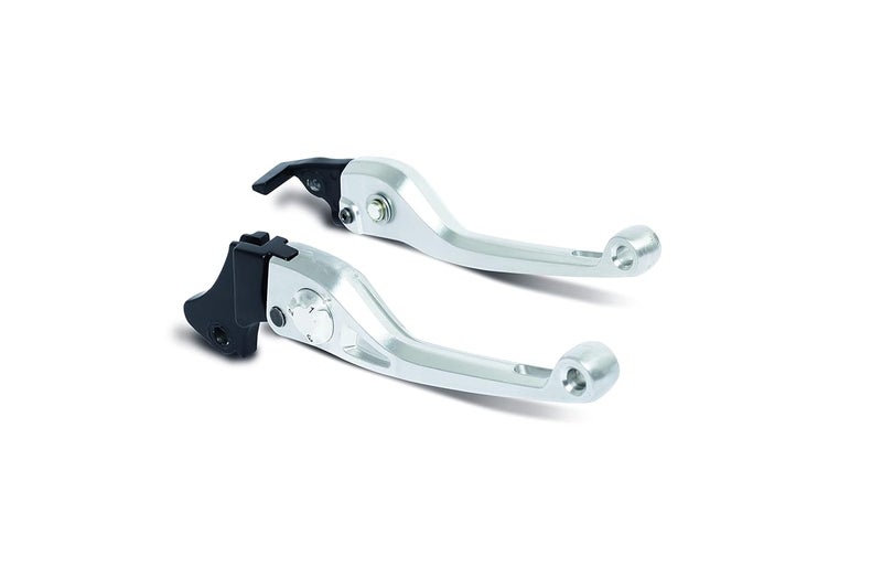 TVS Motorcycle Brake Levers Set, Chrome Finish, Adjustable Reach, Silver, Set of 2 - Image 2
