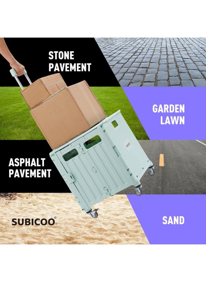 Bukela Portable Folding Shopping Cart, Portable Rolling Box Trolley, Foldable Tool Box with Lid, 4 Spinner Wheels for Grocery Store, Shopping, Office, Camp, Teacher (Green) - Image 4