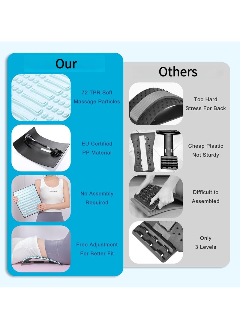 عربست نقّالة ظهر متعددة المستويات لتخفيف آلام أسفل الظهر، نقّالة قوس الظهر بوزن 350 رطلاً للرجال والنساء، وعرق النسا، والجنف، وتخفيف آلام الظهر الانزلاق الغضروفي، أزرق - Image 5