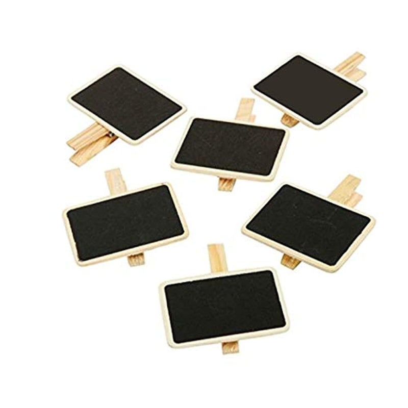 Mini Blackboard,10 Pcs Retangle Chalkboard with Wooden Clip Tag Signs for Wedding Party Decor Note Taking