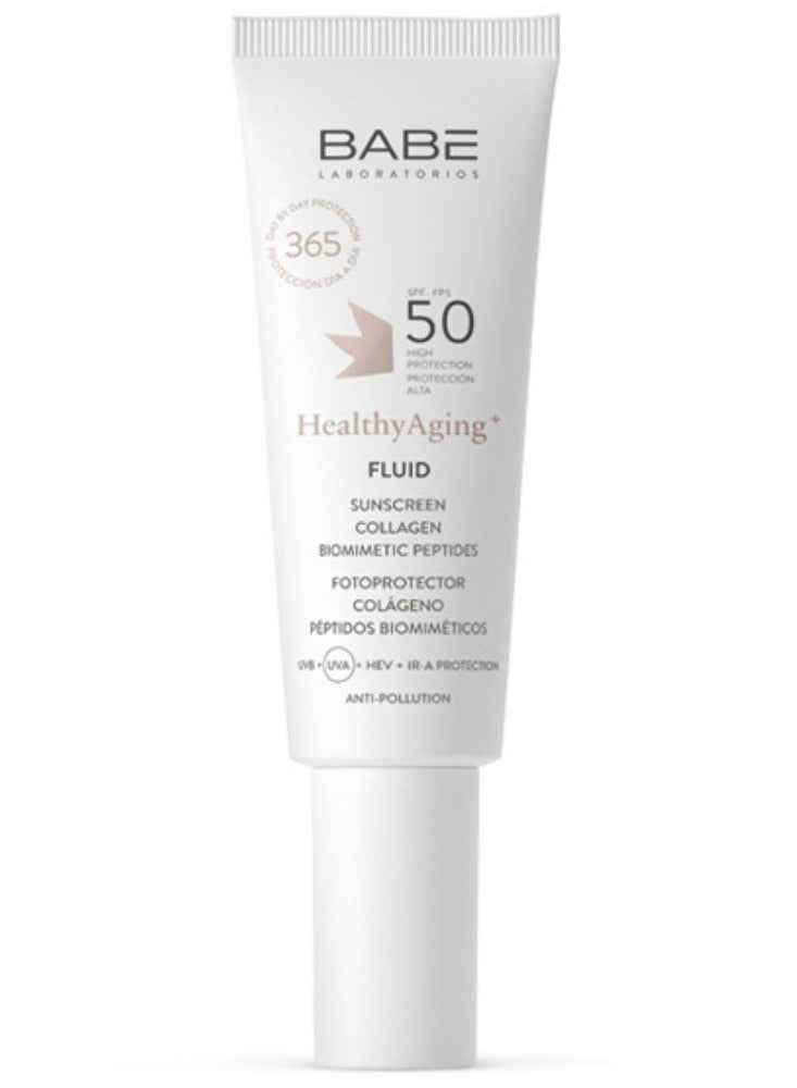 Babe Laboratorios Babé HealthyAging+ Fluid SPF50 Sunscreen with Collagen 40ml - Image 1