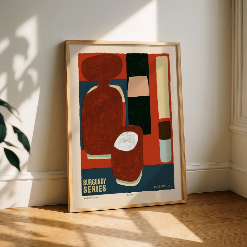 TNESSENTIAL Burgundy Series Abstract Print — Bold Red Abstract Wall Art, Color Studies Paris Poster, Burgundy Wall Art, Abstract Print, Gallery Art - Image 1