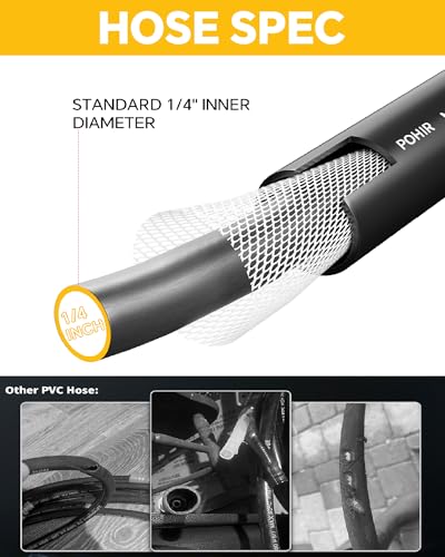 POHIR Pressure Washer Hose 100FT, Kink Resistant Power Washer Replacement Hose 1/4 Inch with M22 14MM Swivel, Lightweight Pressure Washer Extension Hose 4000 PSI - Image 4
