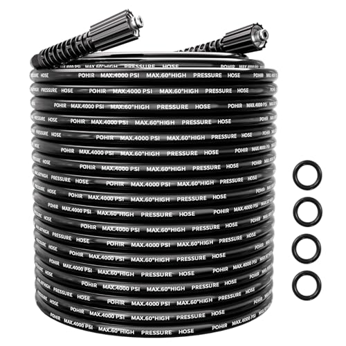 POHIR Pressure Washer Hose 100FT, Kink Resistant Power Washer Replacement Hose 1/4 Inch with M22 14MM Swivel, Lightweight Pressure Washer Extension Hose 4000 PSI - Image 1