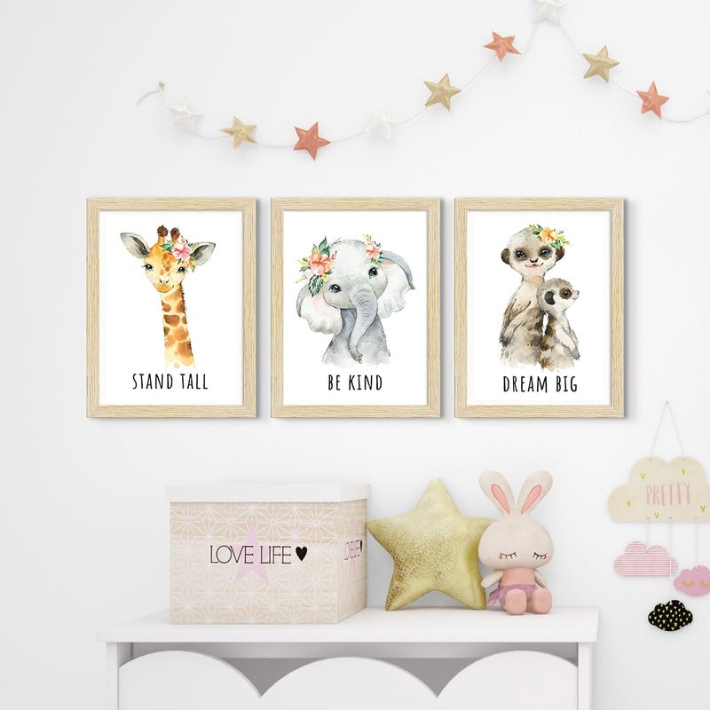 ArtX Wall Paintings For Kids Room Animals Kids Room Wall Frame Kids Room Decor A4 Size Multicolor Synthetic Wood Set Of 6 - Image 4