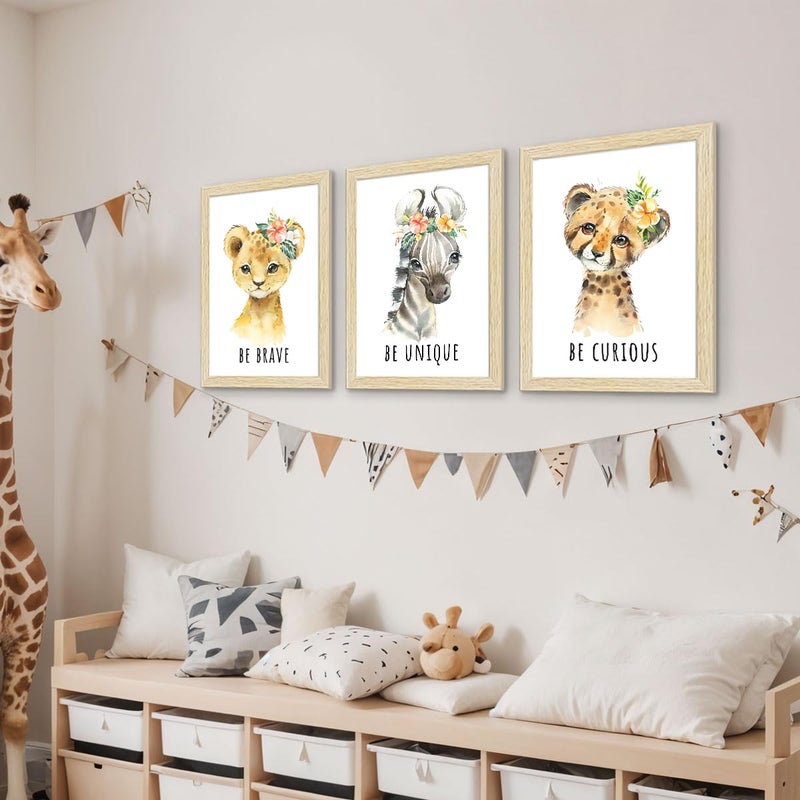 ArtX Wall Paintings For Kids Room Animals Kids Room Wall Frame Kids Room Decor A4 Size Multicolor Synthetic Wood Set Of 6 - Image 5