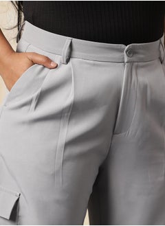 HIGH STAR Women Loose Fit High-Rise Wrinkle Free Pleated korean Cargo Trousers  - Image 5
